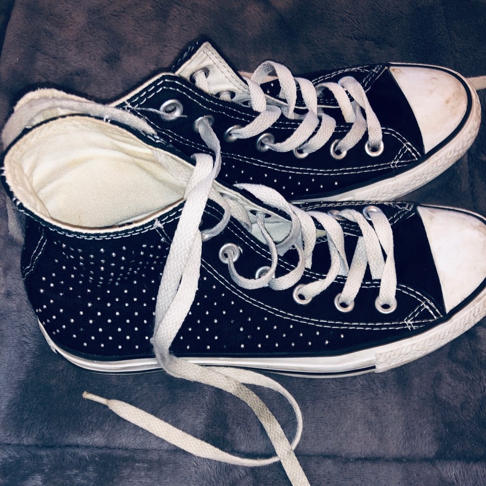 black rhine stoned converse high top sneakers